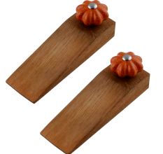 2 Pieces Orange Crackle Melon Ceramic Wooden Door Stopper